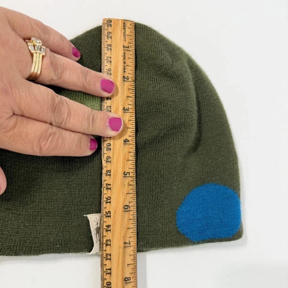 SmartWool Kids Merino Wool Beanie Hat Olive Green Polka Dot Knit 12-447 F09-D3
